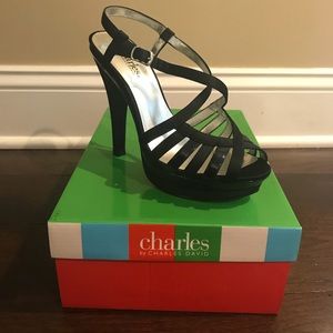 New in box Charles David Teasing Black Satin Heels